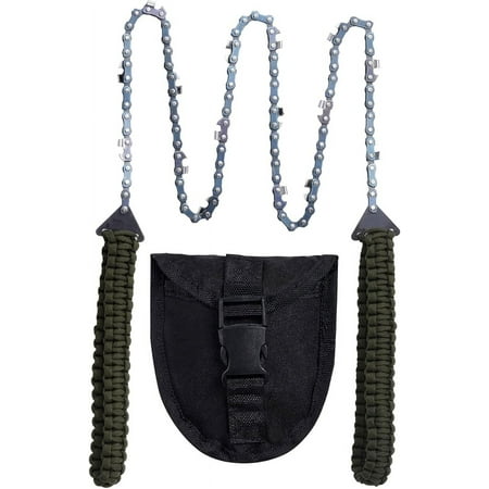 

Pocket Chainsaw with Paracord Handle Folding Chain Hand Saw Emergency Outdoor Survival Gear for Camping Hunting Hiking Cutting Wood & Tree (Army Green 16 Teeth 36 Long)