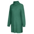 thumbnail image 5 of Ediodpoh Women Fashion Casual Solid Long Sleeve Sweater Dress Turtleneck Sweater Dress Pullover for Winter Green L, 5 of 6