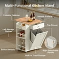 thumbnail image 7 of Kitchen Island, Island Table for Kitchen, Kitchen Carts on Wheels with Storage, Hidden Tilt Out Trash Cabinet, White, 7 of 7