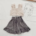 thumbnail image 3 of PEASKJP Skirt Set for Girls Ruffled Ribbed Cap Sleeve T Shirt and Button Down Tie Front Skirt Set,Black 7, 3 of 4