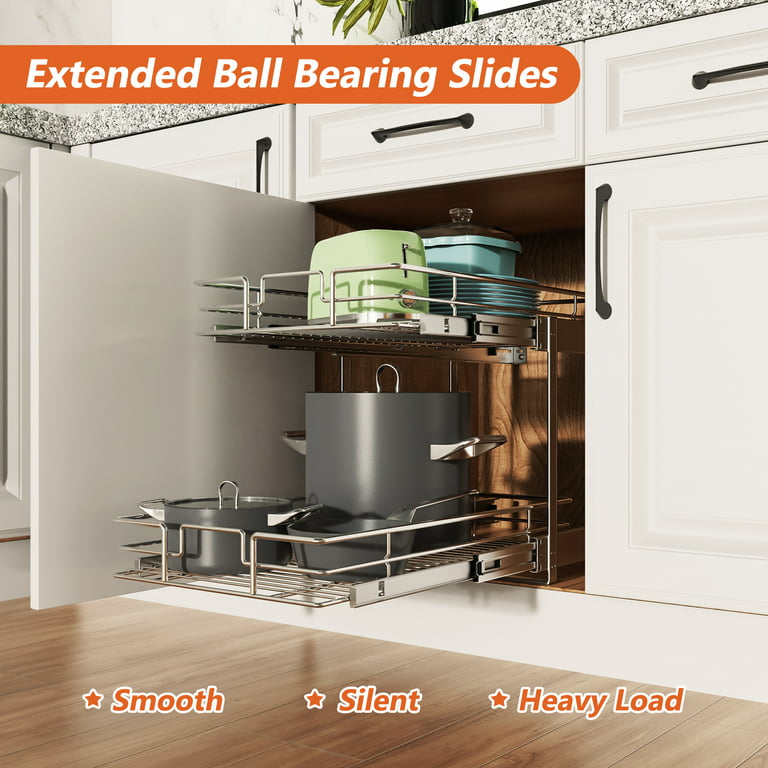 2 Tier Individual Pull-Out Cabinet Organizer, Slide-Out Kitchen