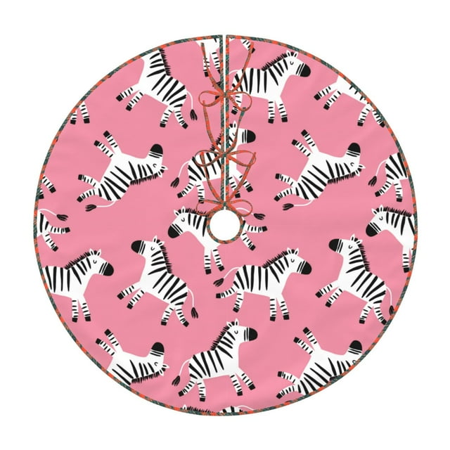 Fotbe Cute Cartoon Zebra Pattern Christmas Tree Skirt, Tree Skirts Plush Christmas Decorations, Christmas Tree Skirts Xmas Decorations Holiday Party Decor-30"