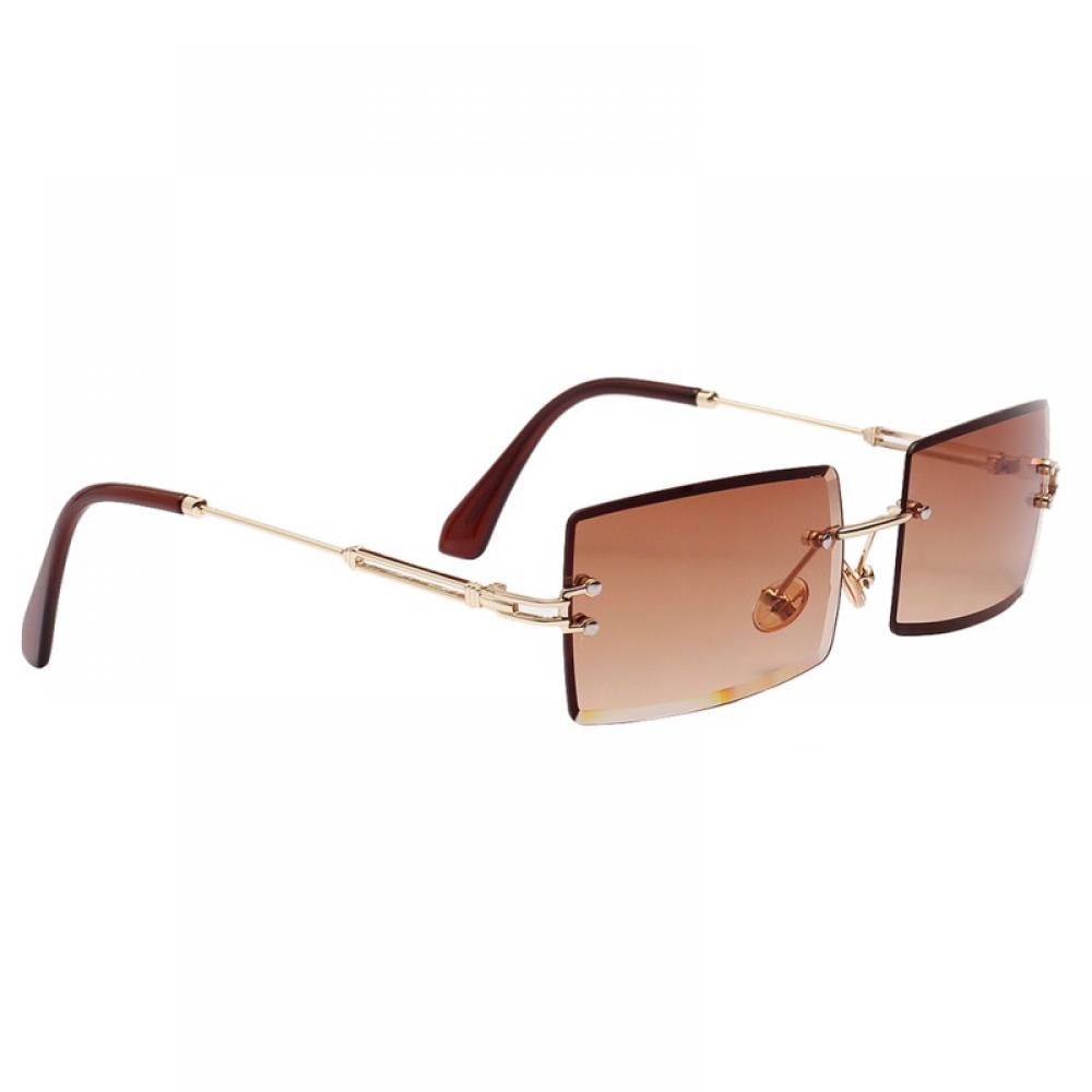 Fashion Small Rectangle Sunglasses Women Ultralight Candy Color Rimless Ocean Sun Glasses - Brown - image 3 of 5