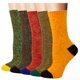 thumbnail image 2 of Calcetines de algodón de estilo étnico Retro para mujer, medias de punto Vintage, cálidas, a rayas, corte redondo, informales, 4 pares, 2 of 4