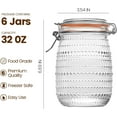 thumbnail image 2 of 32 Oz Glass Mason Jars with Airtight Lids 6 Pack, Wide Mouth Canning Jars with Clip Top Lids for Kitchen Storage Pickling Salad Jams Coffee Beans, 2 of 7