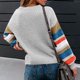 thumbnail image 4 of Puntoco Suéter Suéter De Bloque De Color Para Mujer Blusa De Manga Larga A Rayas De Punto De Cable Liquidación De Navidad Puntoco Puntoco-2334, 4 of 5