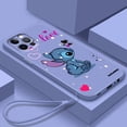 thumbnail image 2 of Funda de teléfono de Disney Art Stitch Cool Love para Apple iPhone 14 13 12 Mini 11 XS Pro Max X XR 8 7 6 Plus SE funda de cuerda líquida suave Fivean unisex, 2 of 2
