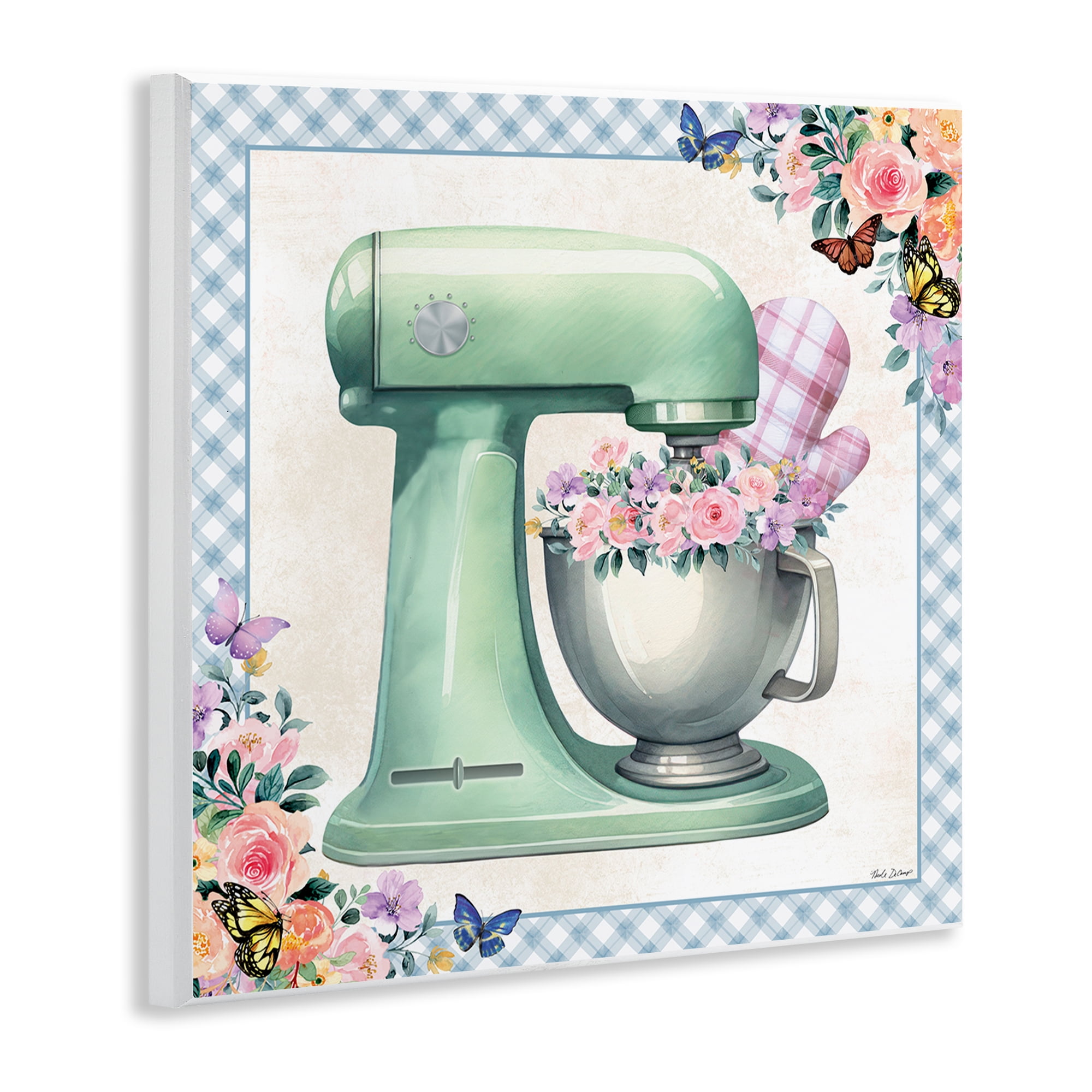 Stupell Industries Kitchen Mixer with Flowers Food & Beverage Painting Unframed Art Print Wall Art, 12 x 12