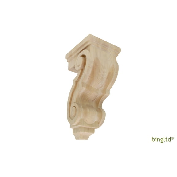 BingLTD - 10" Tall Corbel Traditional Solid Rubberwood - 1 PC (C1054-RW-UNF)