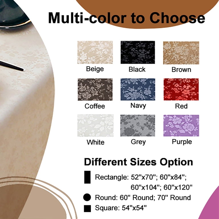 decorUhome Heavy Duty Vinyl Tablecloth, Round 60in photo 4