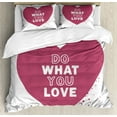 thumbnail image 1 of Love What You Do Duvet Cover Set Queen Size, Hand Drawn Heart with Old Paper Effect Background Inspirational, Decorative 3 Piece Bedding Set with 2 Pillow Shams, Dried Rose and White, by Ambesonne, 1 of 3