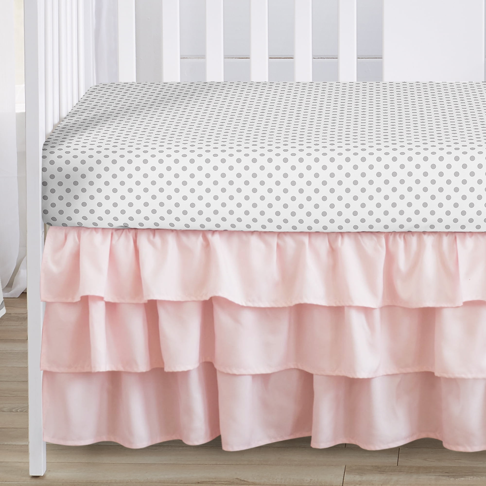Sweet Jojo Designs Watercolor Floral Pink Grey and White Crib Bedding + BreathableBaby Breathable Mesh Liner Pad