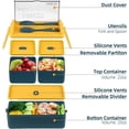 thumbnail image 3 of Fiambrera, caja bento de 1400 ml con cuchara y tenedor, apilable, 2 capas, 3 compartimentos, a prueba de fugas, japonesa, recipiente para preparación de comidas, 3 of 4