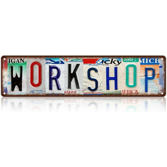Vintage Workshop Metal Tin Signs Street Signs Home Wall Decor 16 x 4 Inches