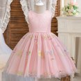 thumbnail image 2 of Hrsba Kids Summer Casual Dresses,Girl's Round Neck Sleeveless Exquisite Flower Embroidered Mesh Skirt Princess Skirt Children's Birthday Dress Dress Dress Dress,Pink,3 Years, 2 of 5