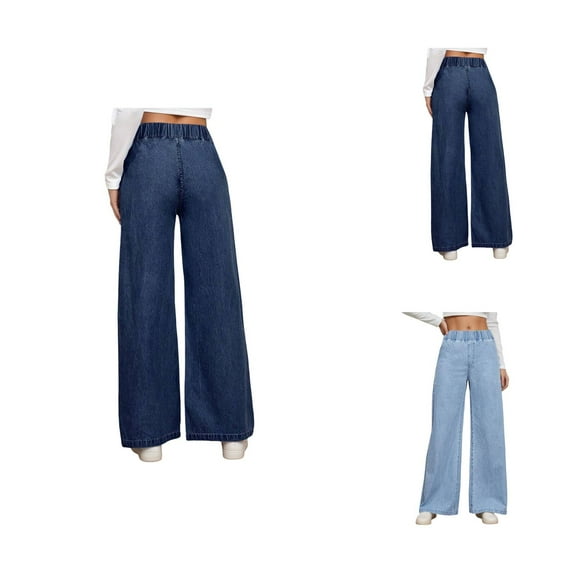 Jeans for Women 2025 Y2K High Elastic Waist Wide Leg Stretchy Baggy Bootcut Denim Jean Pants Womens Jeans Trousers