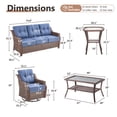 thumbnail image 4 of OPOHORO 5 Pieces Patio Furniture Set with 6" Thick Cushions, Outdoor Rattan Sofa with Coffee Table, Swivel Patio Chairs with Side Table, Weather Resistant Wicker Set for Patio Backyard Porch, Blue, 4 of 13