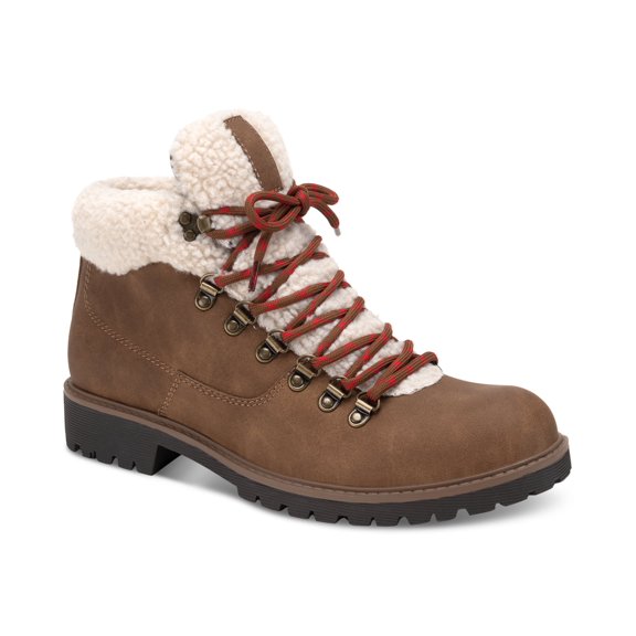 Sun Stone Men's Glenn Faux-Leather Fleece-Trimmed Lace-Up Boots, Created for Macy's Men's Shoes 8M