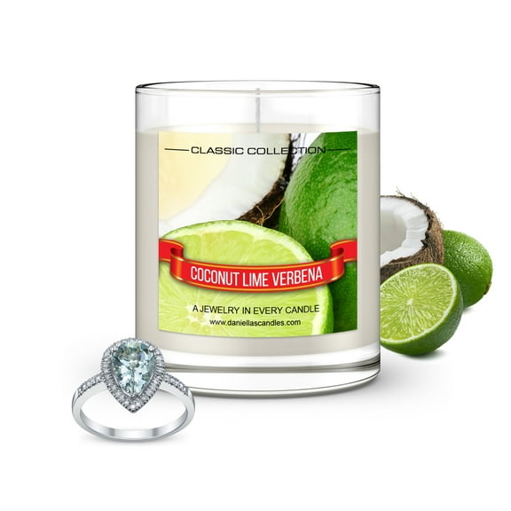 Daniella's Candles Coconut Lime Verbena Jewelry Candle with Surprise Jewelry Inside - Necklace