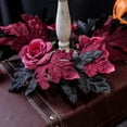thumbnail image 5 of Halloween Candle Rings, Red Rose and Black Maple Leaf Small Wreaths, Gothic Candle Holder Rings for Pillars Table Centerpieces Party Halloween Wedding, 5 of 5
