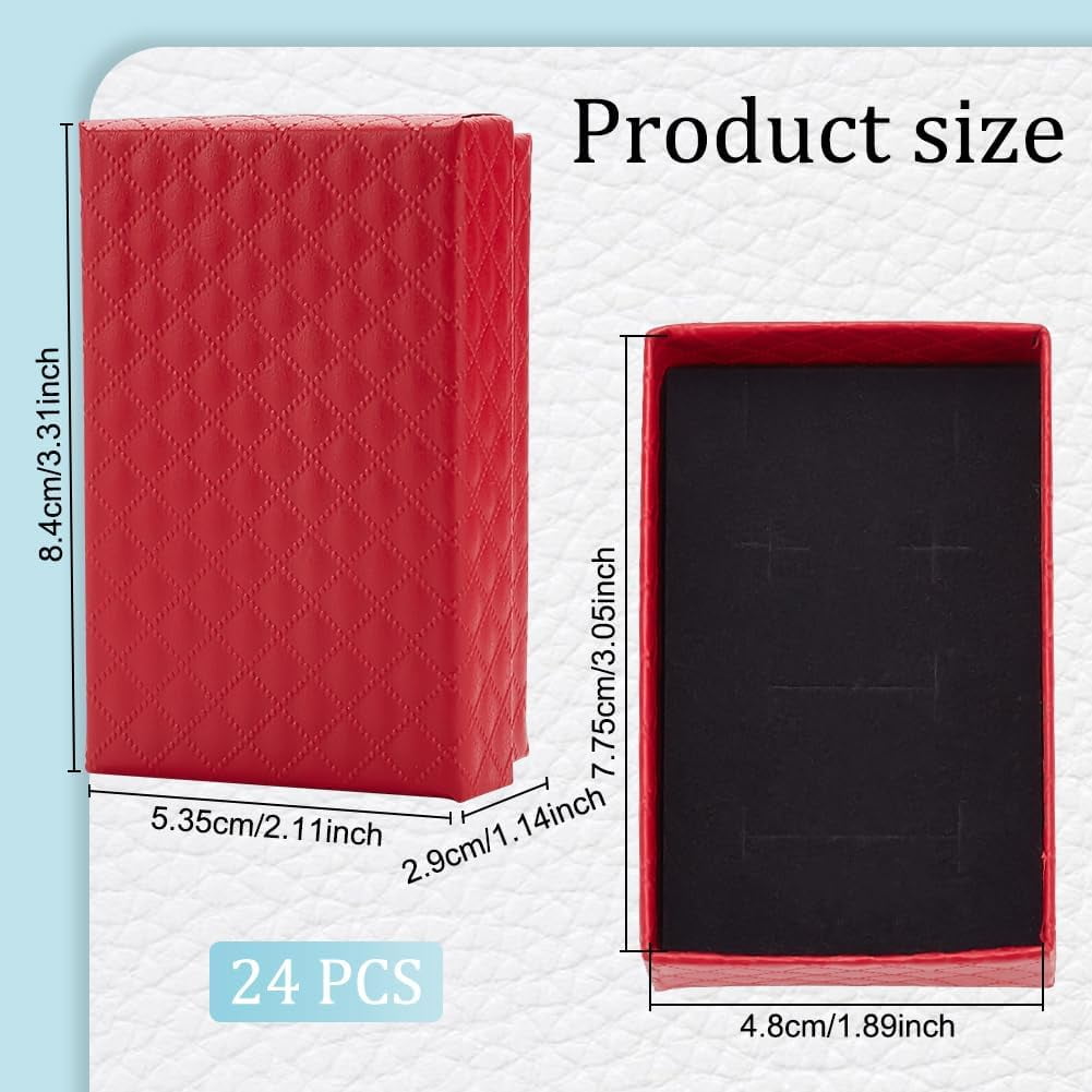 24 Pack Jewelry Gifts Boxes 3x2 Inch Rectangle Cardboard Earring Necklace Storage Boxes with Velvet Sponge for Ring Weddings Birthdays (Pink)