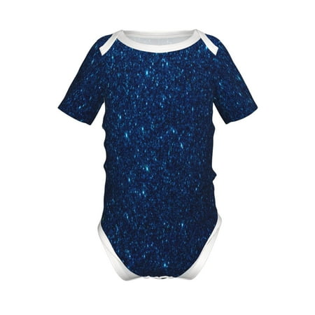 

Lukts Sparkling Blue Glitter Print Baby Short Sleeve Romper Onesie for Newborn Baby Boys and Girls-18 Months