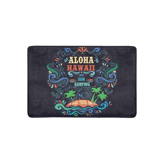 MKHERT Hipster Aloha Hawaii Sea Sun Surfing Enjoy Travel Time Doormat Rug Home Decor Floor Mat Bath Mat 23.6x15.7 inch
