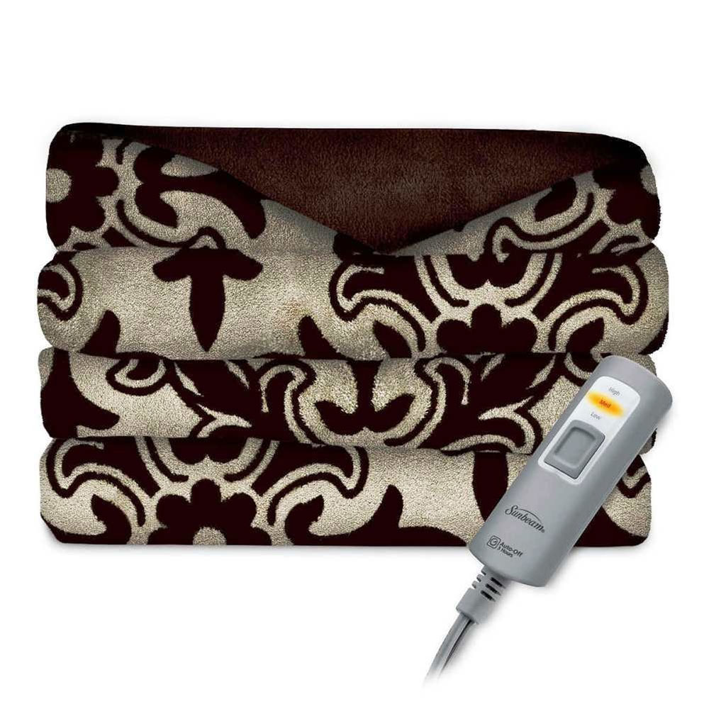 Sunbeam Electric Heated Velvet Plush Warming Throw Blanket Charlotte