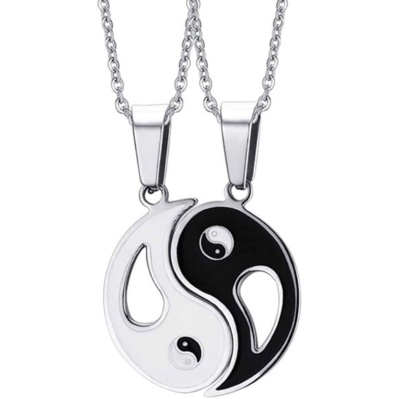 Jinsinto 2 Pcs Yin Yang Bff Couples Pendentif Collier Chaîne pour Femmes Hommes Garçons Filles Casse-Tête Assorti Personnalisé Diagrammes Colliers en Acier Inoxydable 19,6 Pouces Cadeaux pour Petite Amie Boyfri