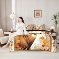 thumbnail image 4 of Castle Fairy Vintage Deer Full Size Bedding Sets 7 Pieces for Teens,Autumn Maple Foliage Full Size Bed in a Bag,Brown Orange Cream,Black Reversible, 4 of 7