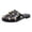 Black, variant on Studded Flat Mules for Women Sparkly Metallic Sandals Closed Round Toe Leather Slip on Backless Comfortable Clogs Slides Fashion Casual Slippers Black Size 6.5