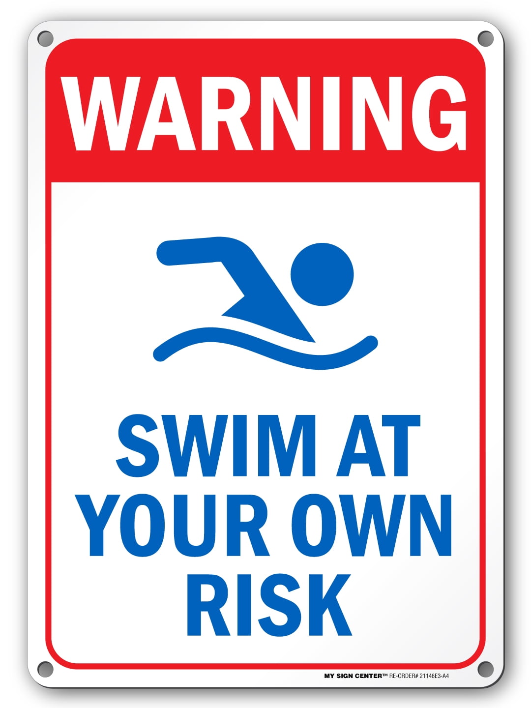 Vertical Metal Sign Multiple Sizes Caution Shallow Diving Activity Pool 