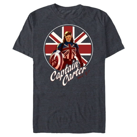 Marvel WHAT IF…? Captain Carter Super Hero - Short Sleeve Blended T-Shirt for Adults – Customized-Navy Heather