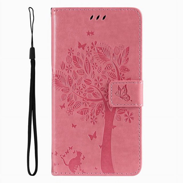 Wallet Case For Huawei P Smart 2018 2019 2020 2021 P8 P9 P20 P30 P40 Lite Pro 2017 Cute Cat Tree Card Slots Protect Cover D06F Pink For P40