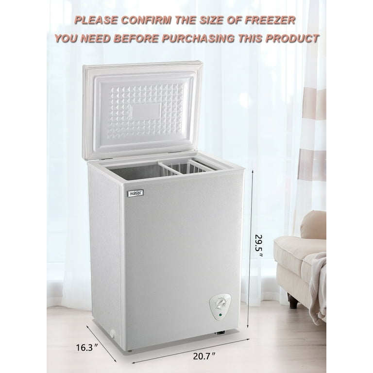Wanai Chest Freezer Small Deep Freezer 35 CuFt Mini Freezer White Free-Standing Top Door Freezer Adjustable 7 Thermostat and Removable Basket Open Dee