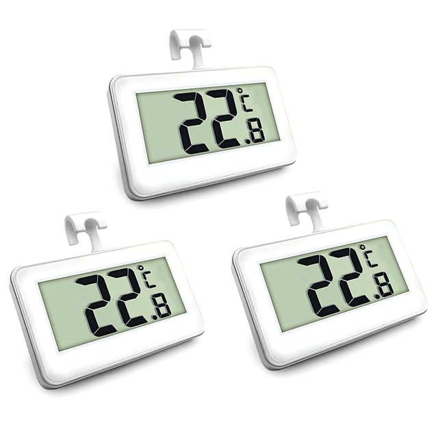 Set de 3 termómetros digitales para frigoríficos y congeladores con pantalla LCD de fácil lectura (blanco-3)