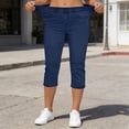 thumbnail image 6 of NinXxx Women's High Waist Stretchy Button Pocket Pull On Cropped Yoga Pants Blue XXL, 6 of 6