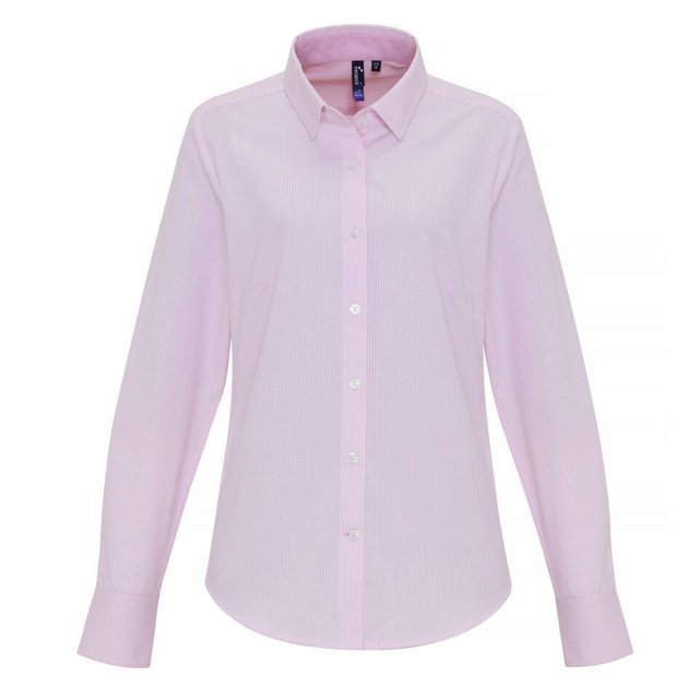 Premier - Blusa de Rayas de Oxford para Mujer (Rosa, Blanco)