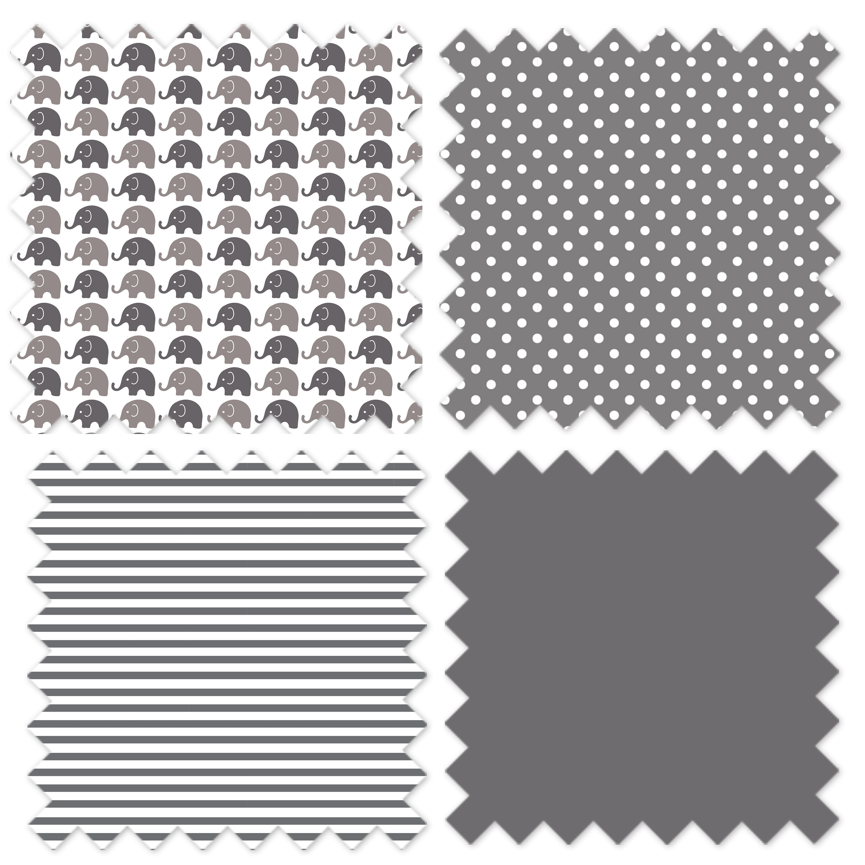 Bacati - Elephants White/Grey Mini Crib Bedding Set