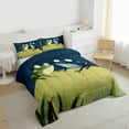 thumbnail image 3 of jejeloiu Cute Cartoon Frog Queen Comforter Set,Rustic Wild Animal Bedding Sets,Green Deepblue Bedding Comforter Set For Boys Kids,Super Cozy Room Decor Reversible,3pcs, 3 of 8