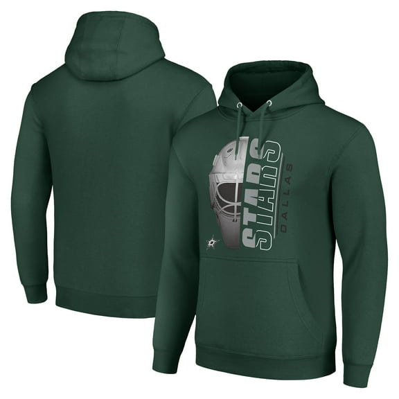 Men's Starter Green Dallas Stars Half Helmet Fleece Pullover Hoodie