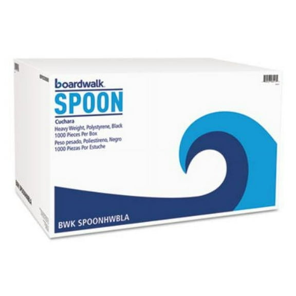 Heavyweight Polystyrene Cutlery, Teaspoon, Black, 1000/carton | Bundle of 5 Cartons