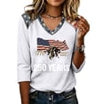 thumbnail image 2 of Fabrcox S-5XL 1776-2026 250 Anniversary USA Shirt Flag Print 3/4 Length Sleeve Fourth of July Shirt Women Independence Day Celebration Freedom Patriotic Shirts for Women, 2 of 5
