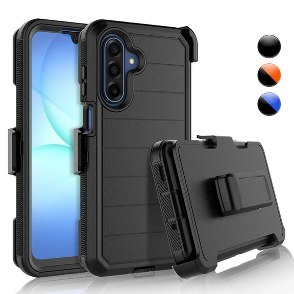 Njjex For Samsung Galaxy A17 6.7" 5G Case with Belt-Clip Holster ,Heavy Duty Protective Drop Protection Shockproof Cover with [Built in Screen Protecotr] - Black