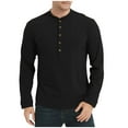 thumbnail image 3 of Fashion Men's Long Sleeve Shirts Crewneck Solid Color Casual Button Basic Pullover Shirt S-2XL, 3 of 7