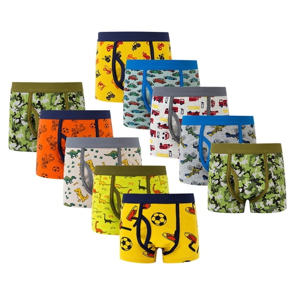 RTKFRFLM 5-Pack Boys Cotton Boxer Briefs Breathable Soft Underwear Multi-Pack for Kids Grey 8-9 Years