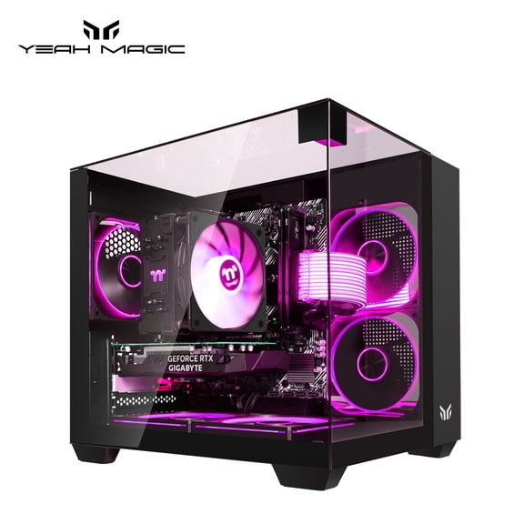 YEAH MAGIC Astral X1 Pro Gaming Desktop PC,AMD Ryzen 5 5500 (Up to 4.2 GHz) CPU, GeForce RTX 3050 6GB, 1TB NVME SSD, 16GB DDR4 RAM 3200MHz, 650W PSU, 5 ARGB Fans, Windows 11 , WIFI Gaming PC