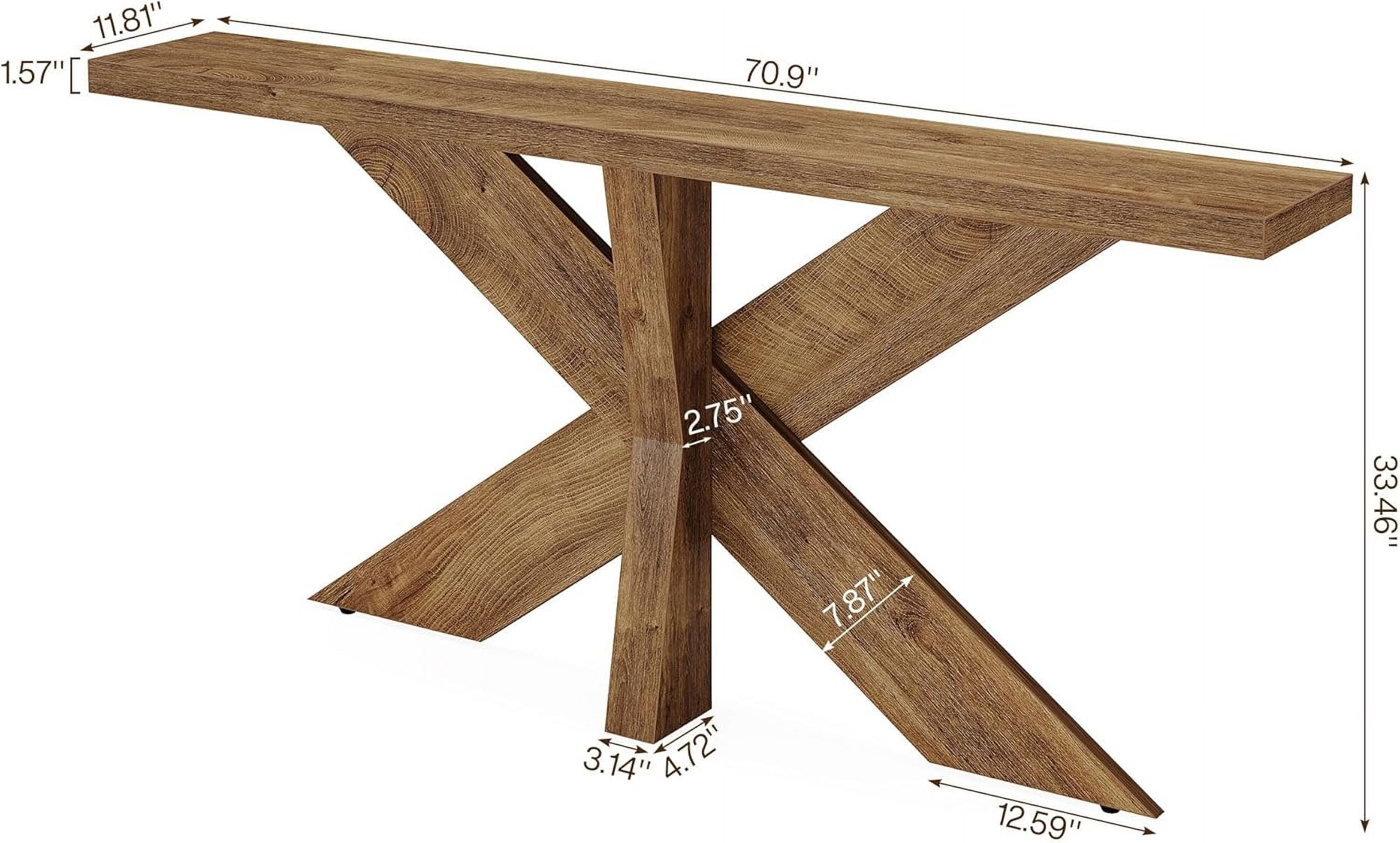 TribeSigns 70.9" Wood Sofa Table Behind Couch, Farmhouse Console Table for Entryway, Oak
