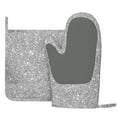 thumbnail image 3 of Disketp Glittersilver Oven Mitts And Potholders Bbq Gloves-Oven Mitts And Pot Holders With Recycled Infill Silicone Non-Slip Cooking Gloves For Cooking Baking Grilling, 3 of 9