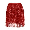 thumbnail image 3 of VUPSGEZ Sequin Fringe Women's Nightclub Skirt Skirt Stage With Sparkly Sparkly Costume Fashion Skirt (Red,M), 3 of 4